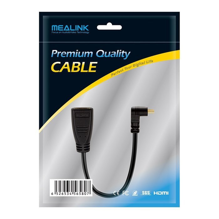 MEALINK High Speed 90 Degree Mini HDMI To HDMI Female Cable Adapter HDMI Ver1.4 3D for Digital Camera Tablet 15CM... N5