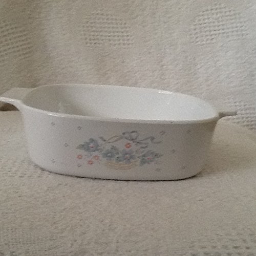 Vintage Corning Ware Cornflower Blue Ribbon Floral Basket Casserole Dish 2 Liter No Lid