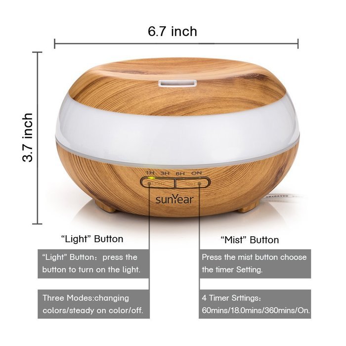 Aromatherapy Essential Oil Diffuser - 300ml Aroma Essential Oil Cool Mist Humidifier with Adjustable Mist Mode... N3