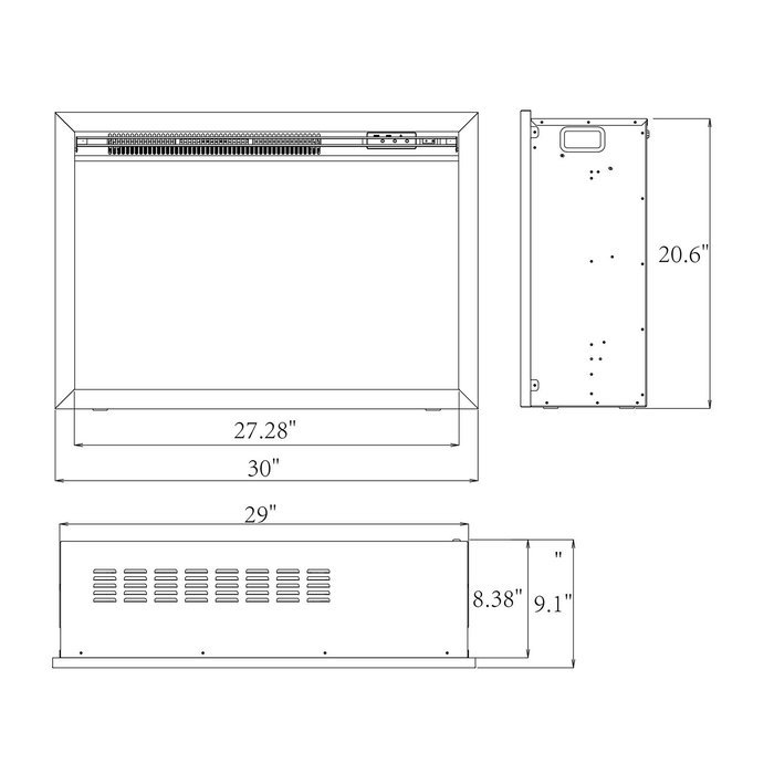 Golden Vantage 28" Freestanding Tempered Glass 5200 BTU 1500W Adjustable Electric Insert Stove Fireplace w/ Remote... N5