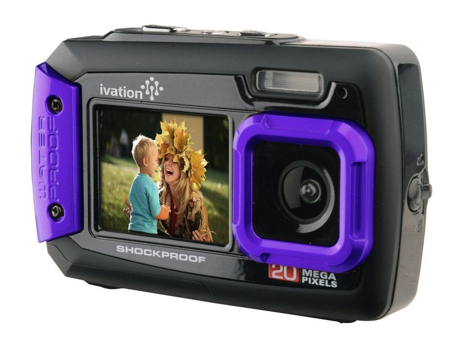 Ivation 20MP Underwater Shockproof Digital Camera & Video Camera w/Dual Full-Color LCD Displays &ndash; Fully Waterproof... N8