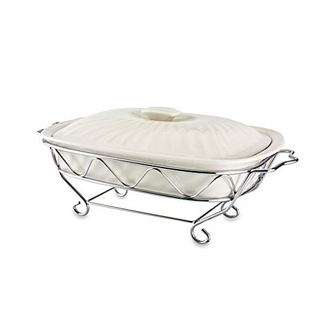 Godinger Siena 2 qt. Covered Ceramic Baker with Rack