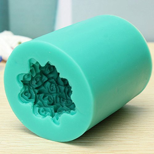 Silicone Rose Flower Candle Mold Soap Mould Cylinder Wedding DIY Baking Molds shopping