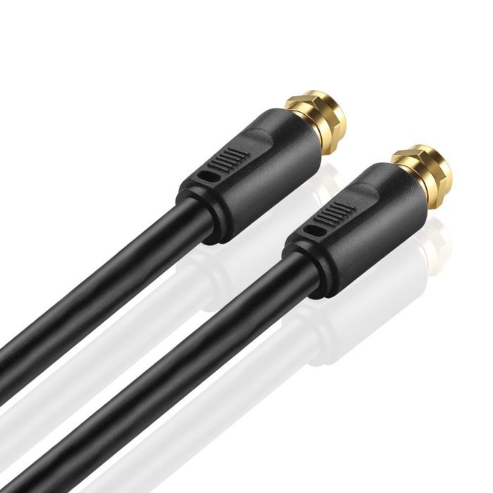 TNP Coaxial Cable (1.5 Feet) F Connectors F-Type Pin Plug Socket Male Twist-On Adapter Jack with Quad Shielded... N3