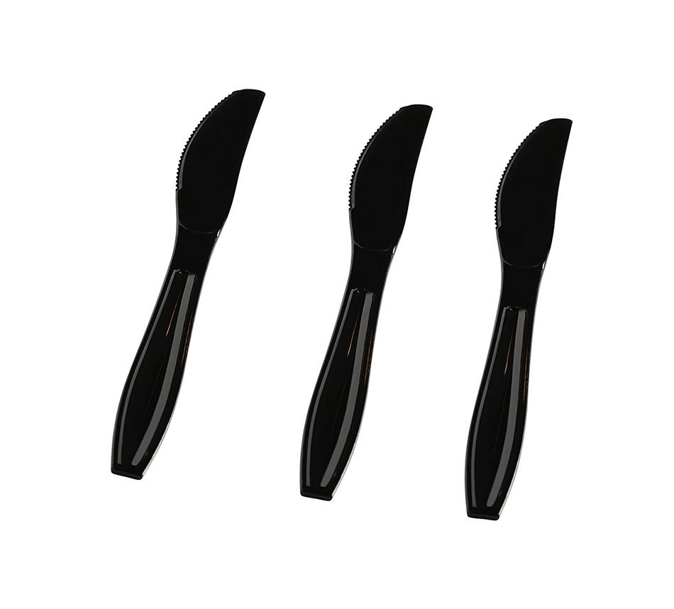 Fineline Settings Extra Heavy Cutlery Black Knives, Bulk Pack 1000 Pieces