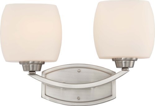 Nuvo Lighting 60/4182 Two Light Helium Vanity with Satin Glass, CUL Damp Location, Brushed Nickel by Nuvo Lighting
