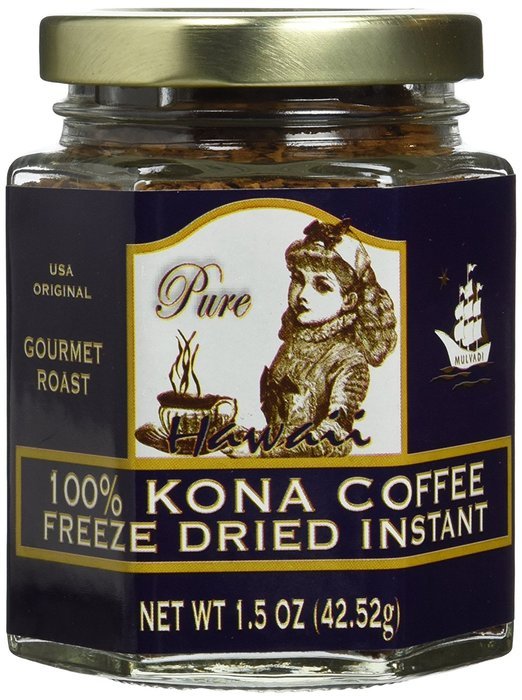 100% Kona Coffee Freeze Dried Instant 1.5 Oz. Glass Jar