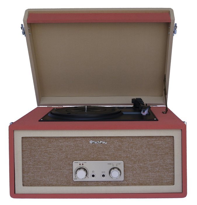 TechPlay CTA99 Blue 3speed portable turntable with matching stand. AUX in and Headphone jack and built-in speakers. N3