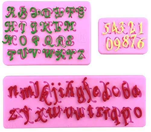 Script Letters & Numbers 3 pc Silicone Mold Set for Fondant Chocolate Crafts