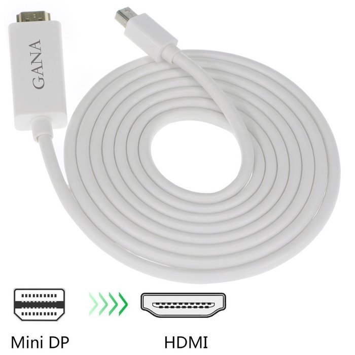 GANA Mini DisplayPort (DP) Male To Female Adapter Cable (Mini DP to HDMI 10ft Black) N13