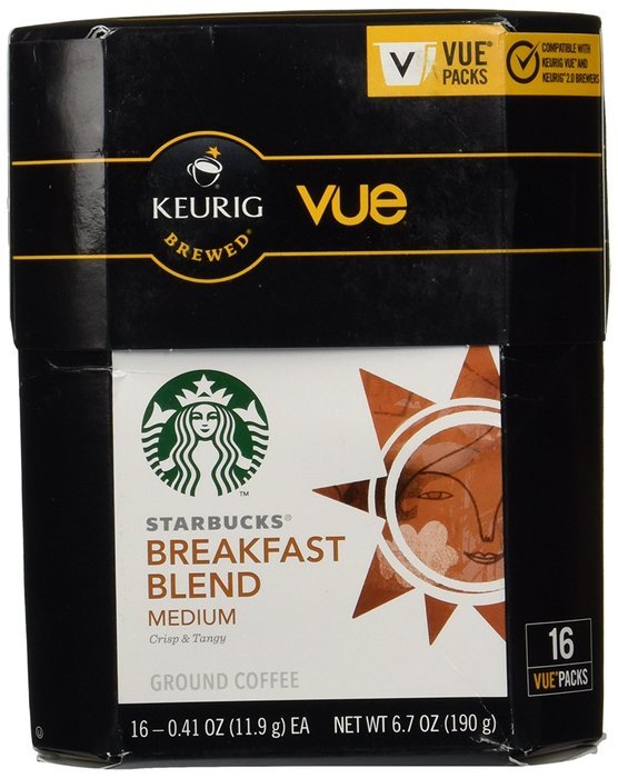 Starbucks Breakfast Blend Medium Roast Coffee Keurig Vue Portion Packs, 32 Count