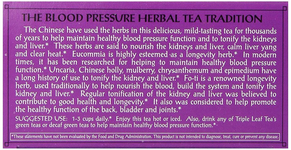 Triple Leaf Blood Pressure Tea Bags - 20 ct