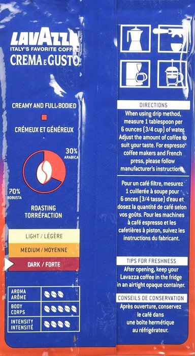 Lavazza 2 Pack Crema E Gusto Ground Coffee 8.8oz/250g Each N2