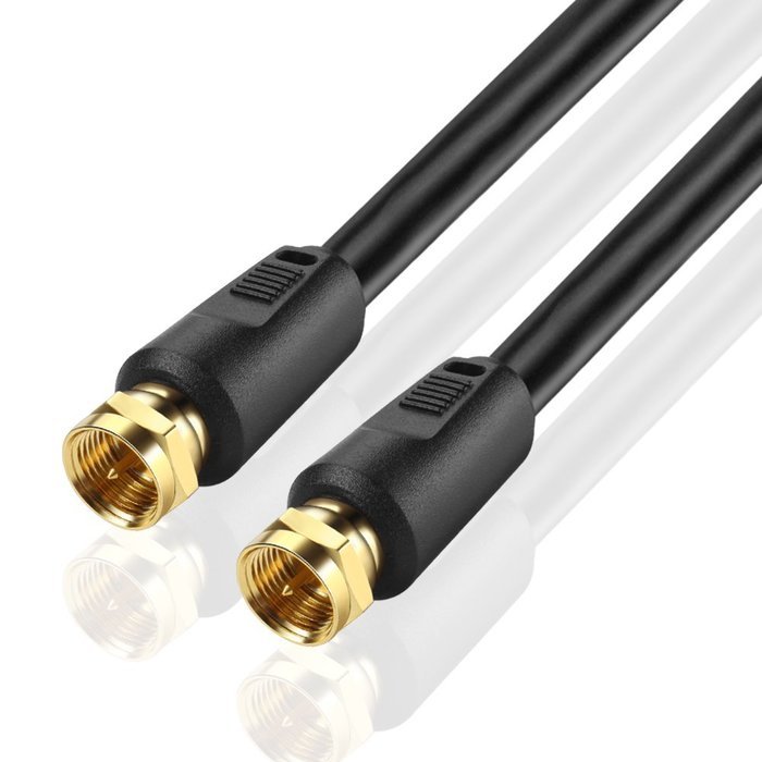 TNP Coaxial Cable (1.5 Feet) F Connectors F-Type Pin Plug Socket Male Twist-On Adapter Jack with Quad Shielded... N4