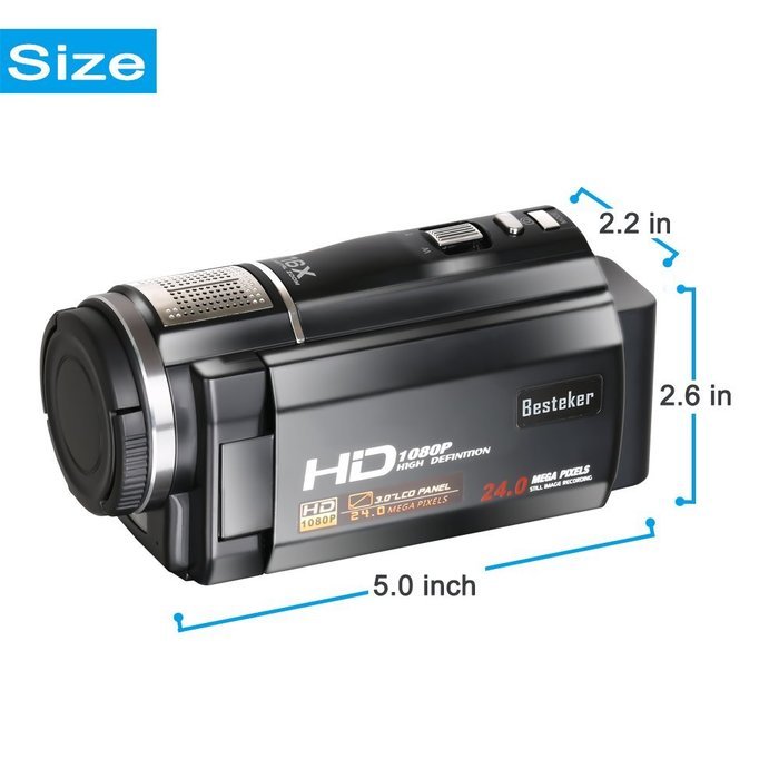 Camera Camcorders, Besteker Portable Digital Video Camcorder HD 1080P DV 3.0 Inches Touch Screen Support 64G SD... N14