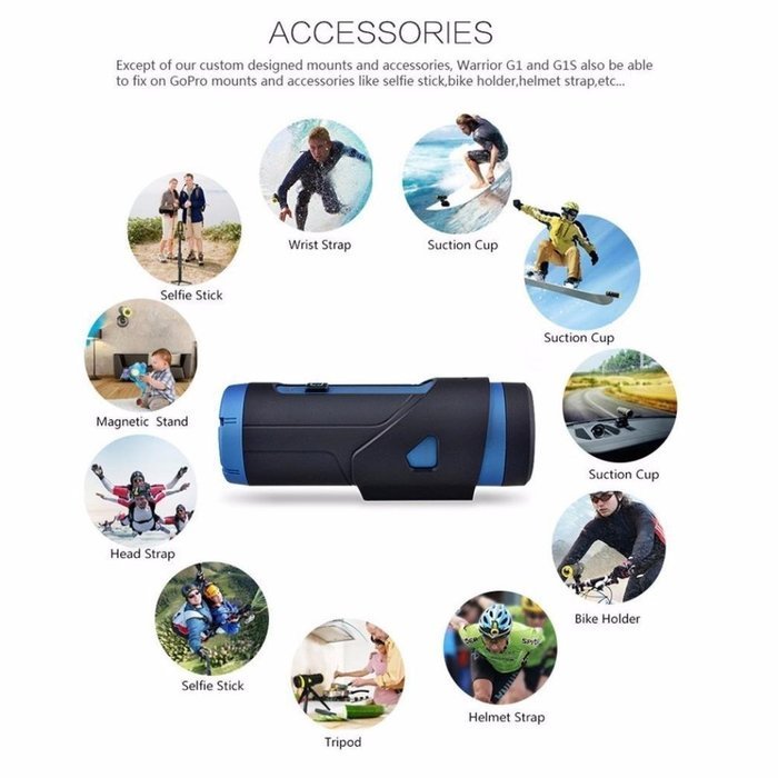 Boddenly Warrior Full HD 1080P WiFi Wireless remote controller G-sensor Sports Action Camera (Wrist Strap included) N8