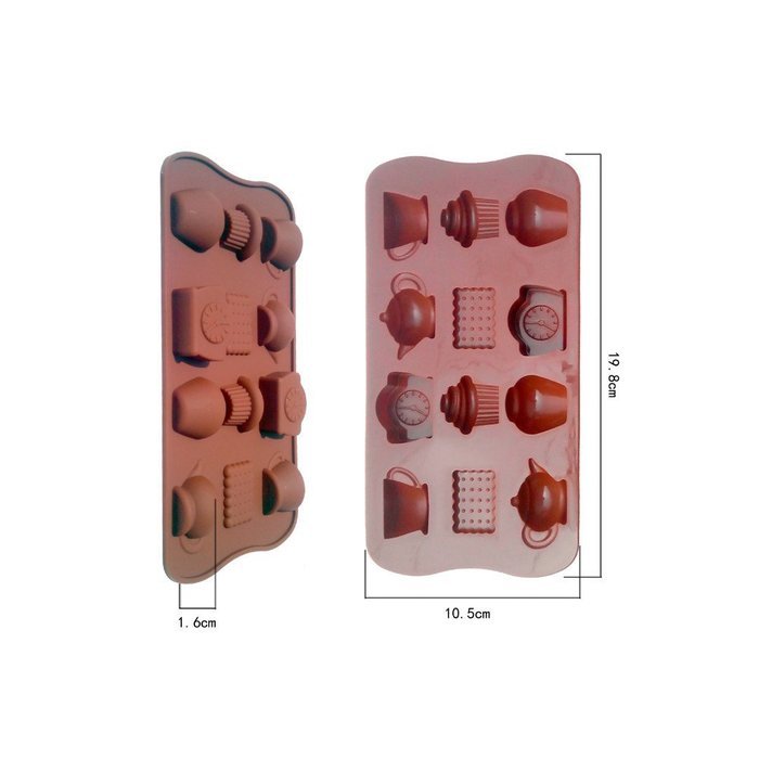 Kitchen Tool Baking Pan Alarm Clock Cup and Teapot Shape Chocolate Silicone Mold Baking Cake Decoration Mould