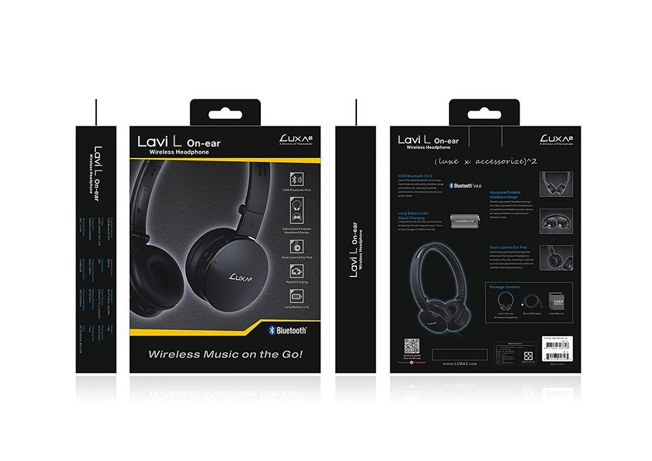 LUXA2 AD-HDP-PCLL-BK-00 Lavi L On-Ear Wireless Headphone, Black N15
