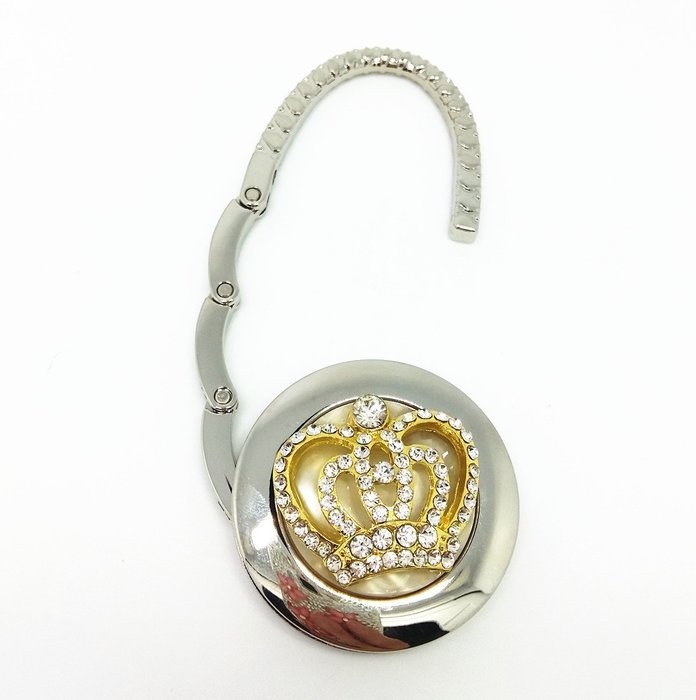 QTMY Rhinestone Imperial Crown Foldable Purse Hanger Table Handbag Hook N2