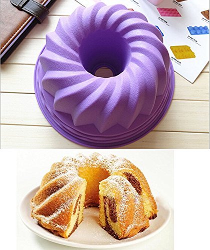 Lariy Swirl Bundt Ring Cake Bread Pastry Silicone Pan Bakeware Tray Mould Tool (Color: Random)