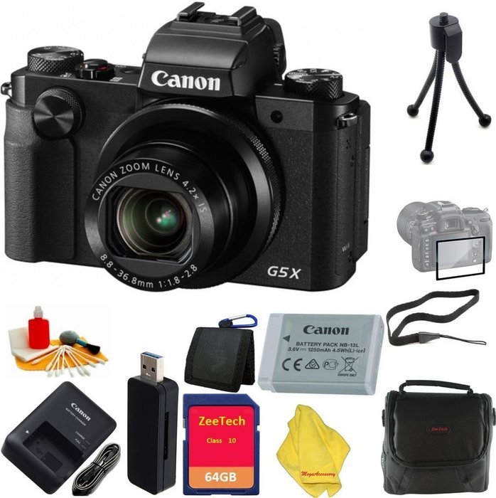 Canon PowerShot G5 X Digital Camera with 4.2x Optical Zoom, Built-in Wi-Fi and 3 inch LCD + Case+64 GB Card+Reader...
