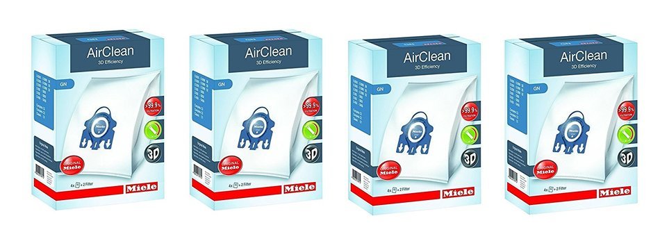 Miele 10123210 AirClean 3D Efficiency Dust Bag, Type GN, 4 Bags & 2 Filters
