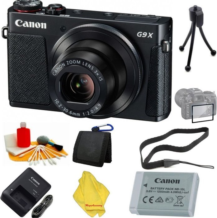 Canon PowerShot G9 X Digital Camera with 3x Optical Zoom, Built-in Wi-Fi and 3 inch LCD (Black)+ 6pc Starter Set