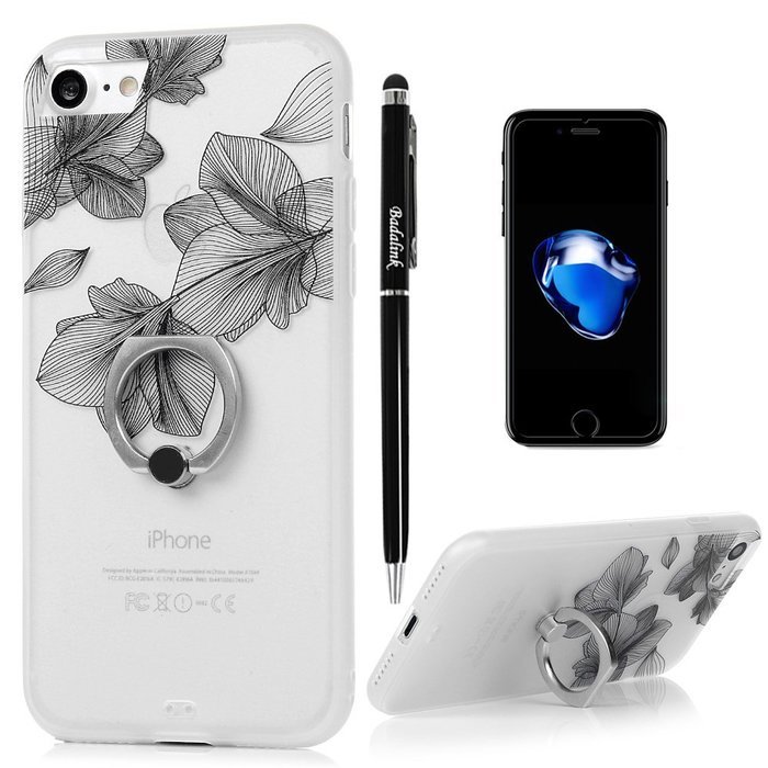 Badalink iPhone 7 Case (4.7") 360 Degree Rotating Ring Holder Kickstand Shockproof Soft TPU Rubber Bumper Frame... N22