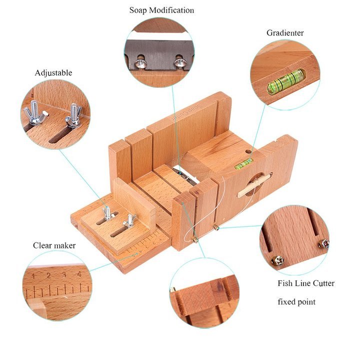 Peicees Adjustable New Wood Soap Mold Loaf Cutter Mold with 2pcs Wavy & Straight Planer Cutting Tool Set N5