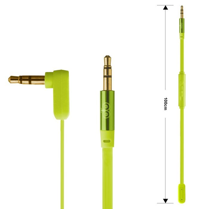 Jabees Universal 3.5mm Replacement Audio Cable with In-Line Remote and Microphone, 3-Feet - Green N17