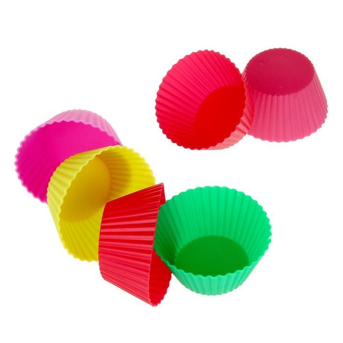 Lariy 12pcs Reusable Silicone Cake Mold Baking Cups - Multicolor Soft Silicone