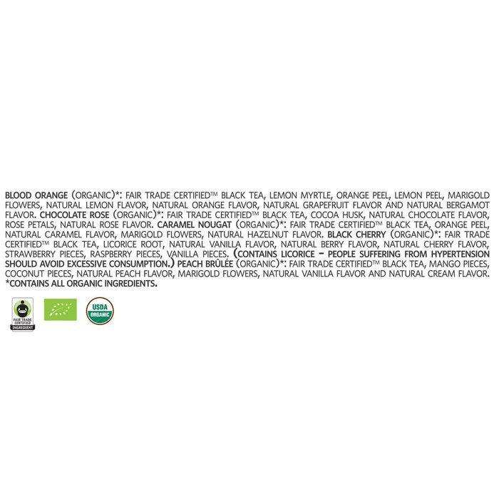 Tea Fort&eacute; NOIR Single Steeps Organic Loose Leaf Tea Sampler, 15 Single Serve Pouches - Bold Black Tea Varieties