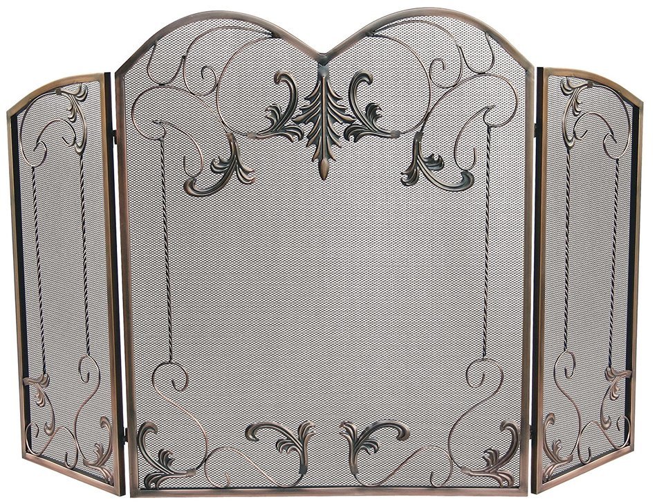 UniFlame 3-Fold Venetian Bronze Screen with Leaf Scrolls