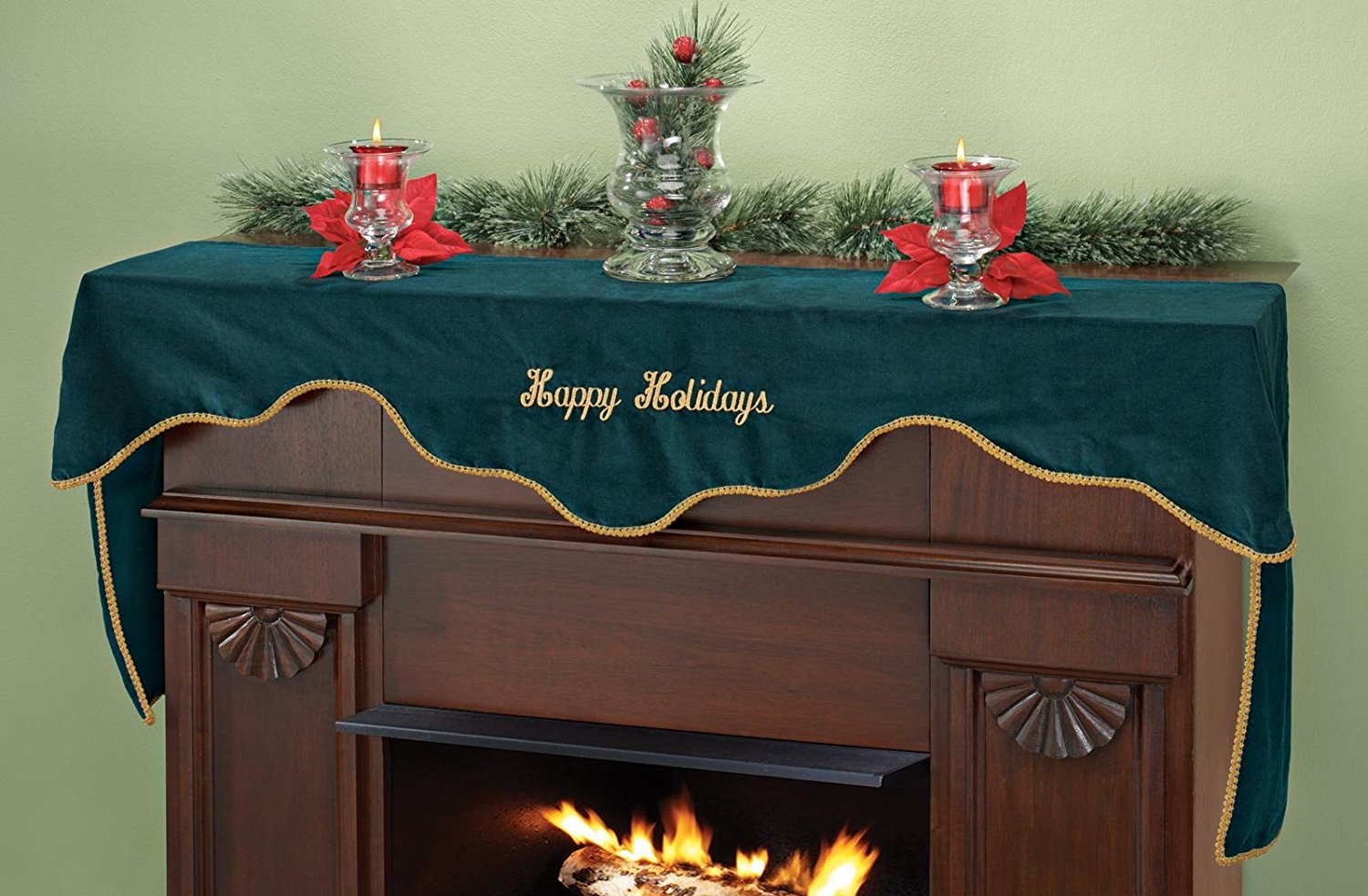 Spring Floral Mantel Scarf For Fireplace 90 X17 Inch Retro Plants Daisy Flowers Fireplace Mantle Scarves Mantel Cover Runner For Home Living Room