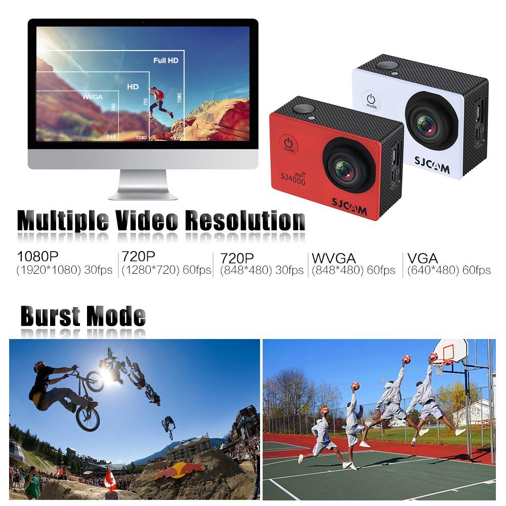 SJCAM SJ4000 WiFi 2.0" LCD Screen 1080P 30fps Full HD 12MP Waterproof ...