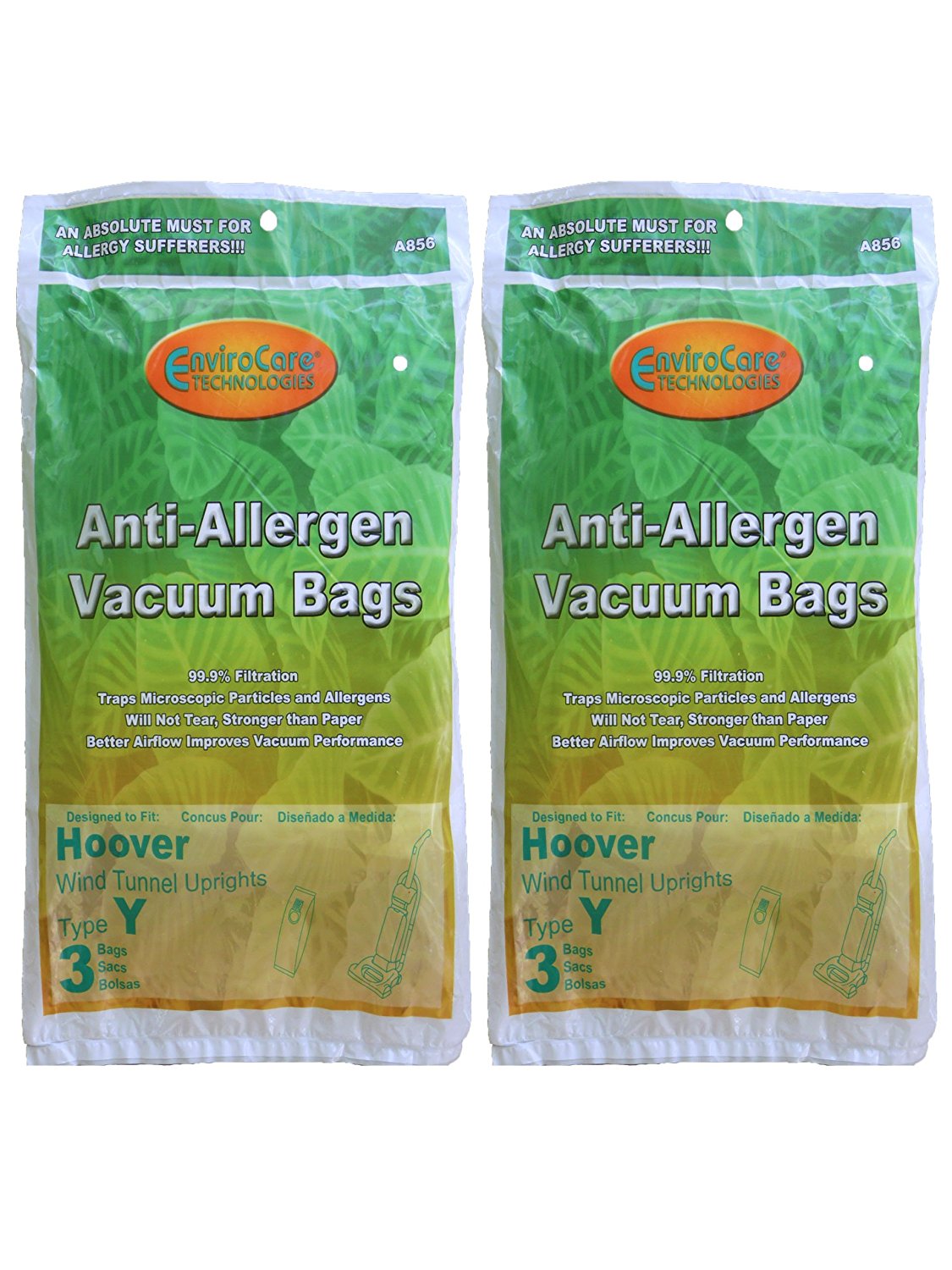 6 Hoover HEPA Allergy Type Y Bags, WindTunnel Upright Vacuum Cleaners