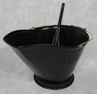 Deluxe Fireplace Hearth Ash Coal Hod Bin Bucket Carrier &amp; Shovel Set - BLACK N2