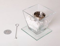 Designer's All Season Table Top Ethanol Fireplace, Both Indoor and Outdoor Use (Square Glass) N3