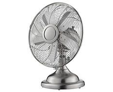 Vintage Fan Electric Oscillating Table Desk 3-Speed Staineless Steel Retro Antique Personal Circulating by Insignia N4