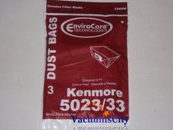 Kenmore Canister Vacuum Cleaner Type E &amp; 5023 Filter Paper Bag 3 Pk Part # 129SW