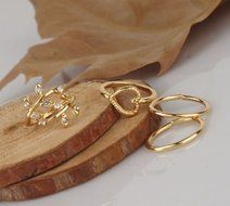 Rings Urban Gold Plated Crystal Plain Above Knuckle Ring Band Midi Ring 4PCS/Set N2