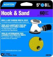 Norton 49158 8-Hole 60 Grit Hook and Loop Sanding Disc, 5-Inch, 4-Pack by Norton Co.