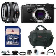 Olympus PEN-F Mirrorless Digital Camera (Black Body) w/ 32GB SD Card &amp; Monopod Bundle N11