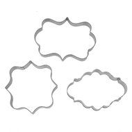 Cake &amp; Cookie Cutters 3Pcs Plaque Frame Fondant Cookie Cutter Set Square Rectangle Oval