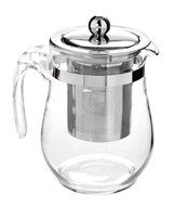 TeaLeava Clear Glass Tea Pot with Stainless Steel Infuser, 16 oz