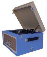 TechPlay CTA99 Blue 3speed portable turntable with matching stand. AUX in and Headphone jack and built-in speakers. N7