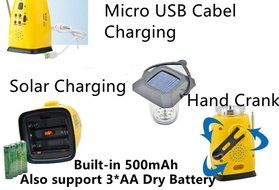 iRonsnow IS-039 Solar Hand Crank Emergency LED Camping Hiking Lantern Flashlight with FM Radio &amp; Siren, 500mAh... N4