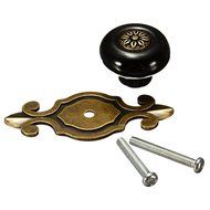 KINGSO Vintage Ceramic Door Knobs Drawer Pull Handle Cabinet Cupboard Wardrobe Matted Black-Black N7