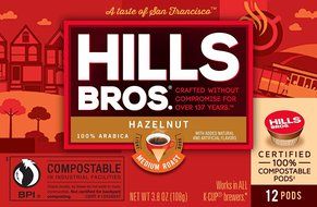 Hills Bros Coffee Gourmet Medium Roast, 12 Compostable Single Serve Cups, 3.8 Ounce