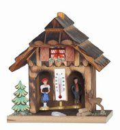 German Weather House with Wooden Couple Thermometer Made in Germany Weatherhouse